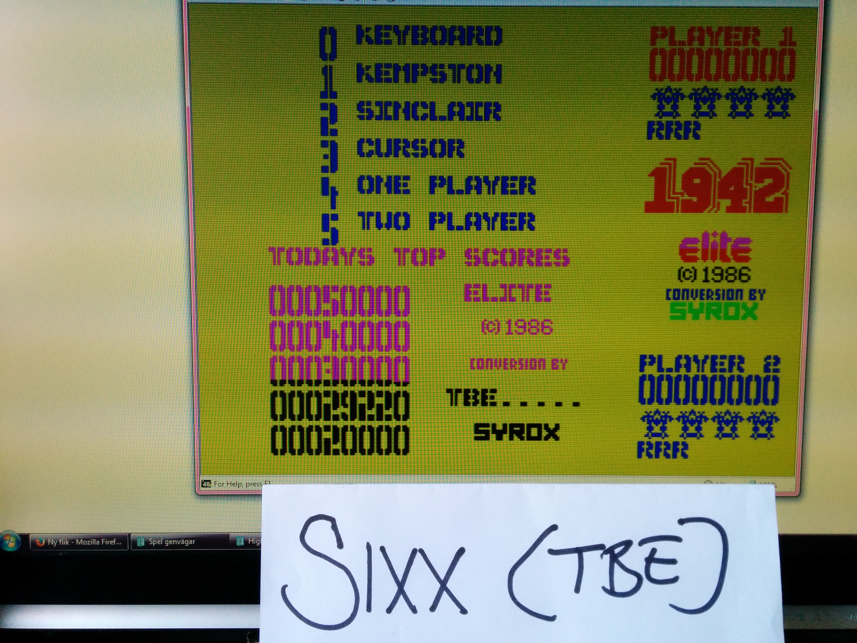 Sixx: 1942 (ZX Spectrum Emulated) 29,220 points on 2014-04-19 07:46:15