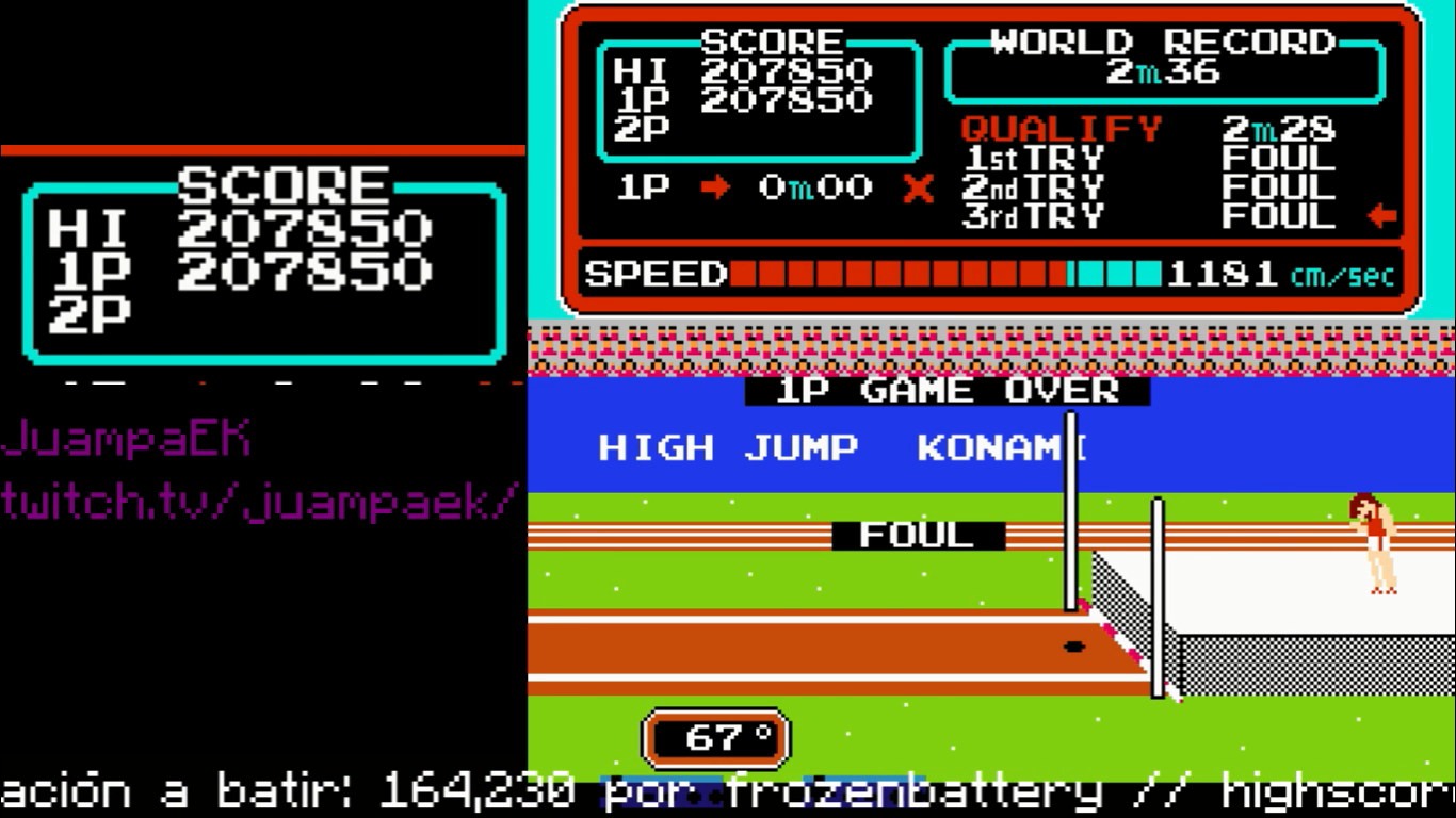 JuampaEK: Track and Field: Level A (NES/Famicom Emulated) 207,850 points on 2014-04-21 19:47:31