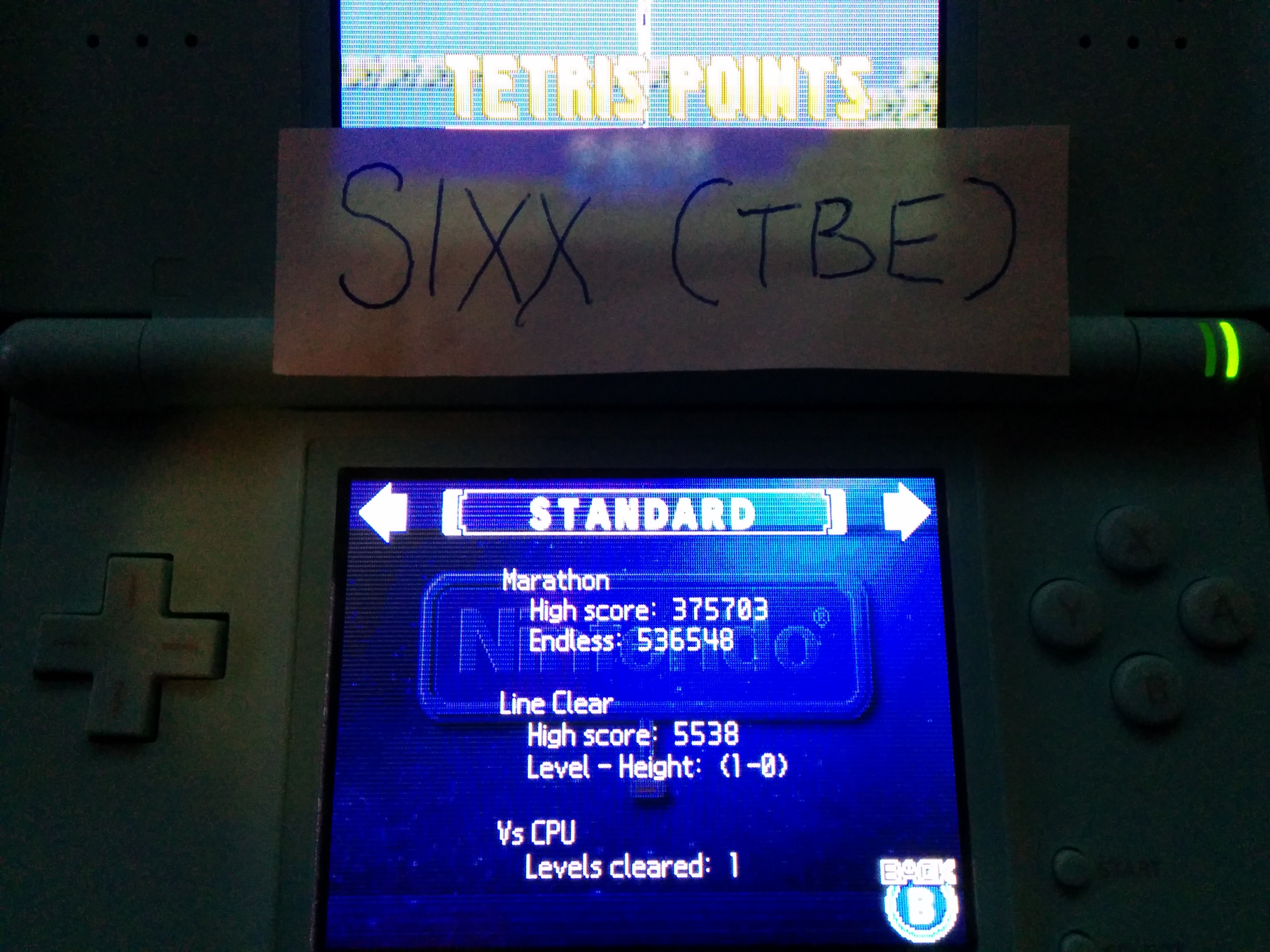 Sixx: Tetris DS: Standard/Marathon [Points] (Nintendo DS) 375,703 points on 2014-04-24 14:13:24