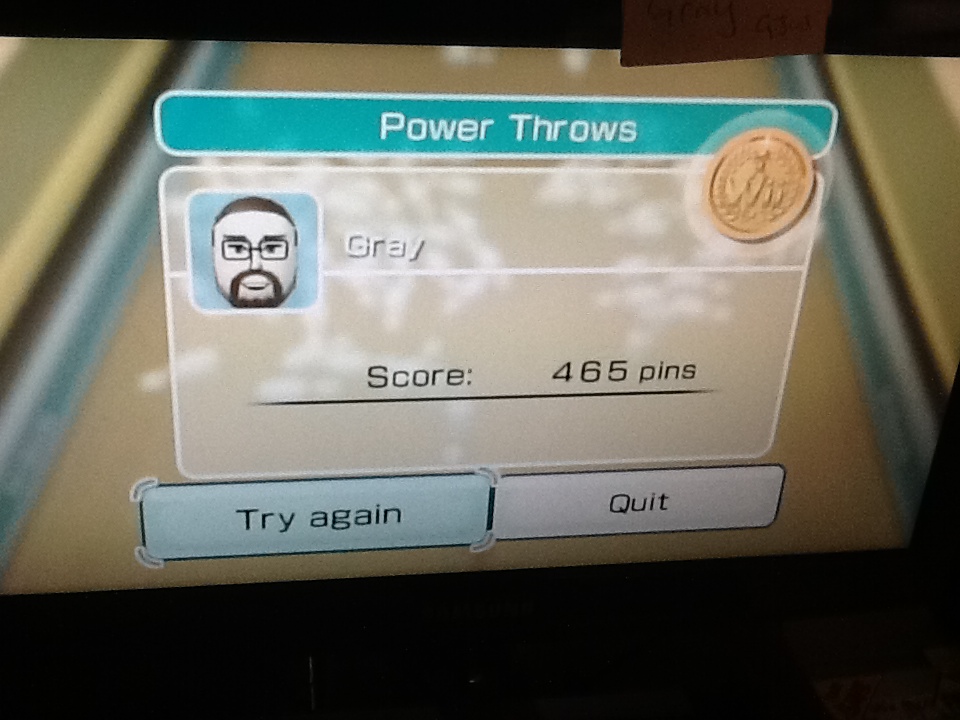 Wii Sports: Bowling [Power Throws] 465 points