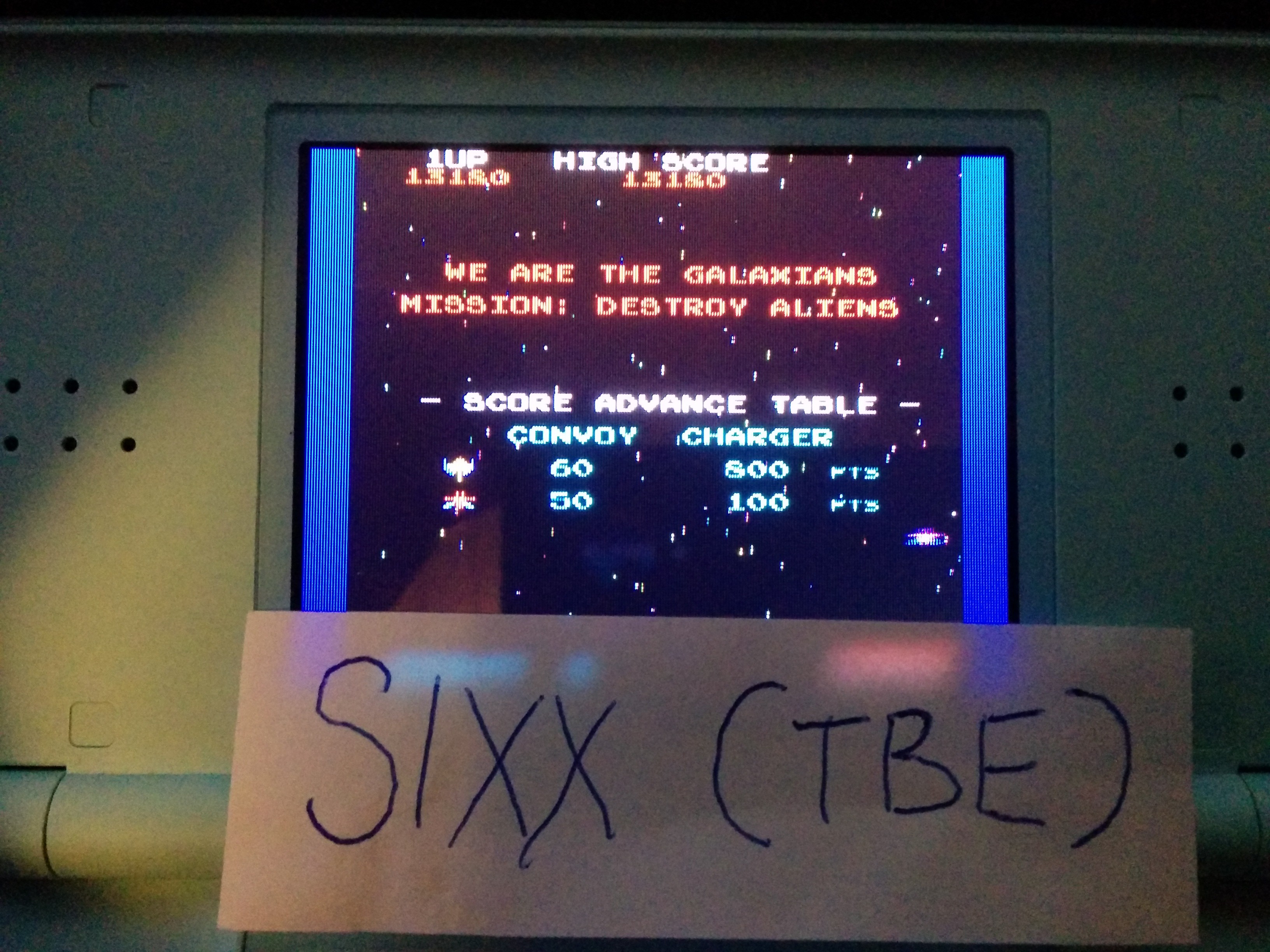 Sixx: Namco Museum: Galaxian (Nintendo DS) 13,180 points on 2014-04-28 15:30:19
