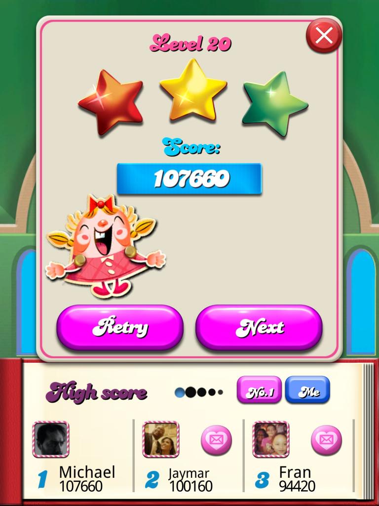Candy Crush Saga: Level 020 107,660 points
