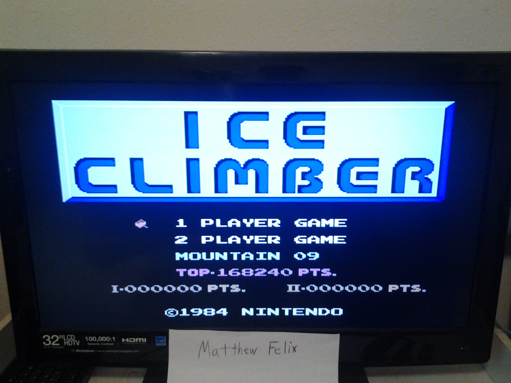 MatthewFelix: Ice Climber (Wii Virtual Console: NES) 168,240 points on 2014-05-01 10:32:50