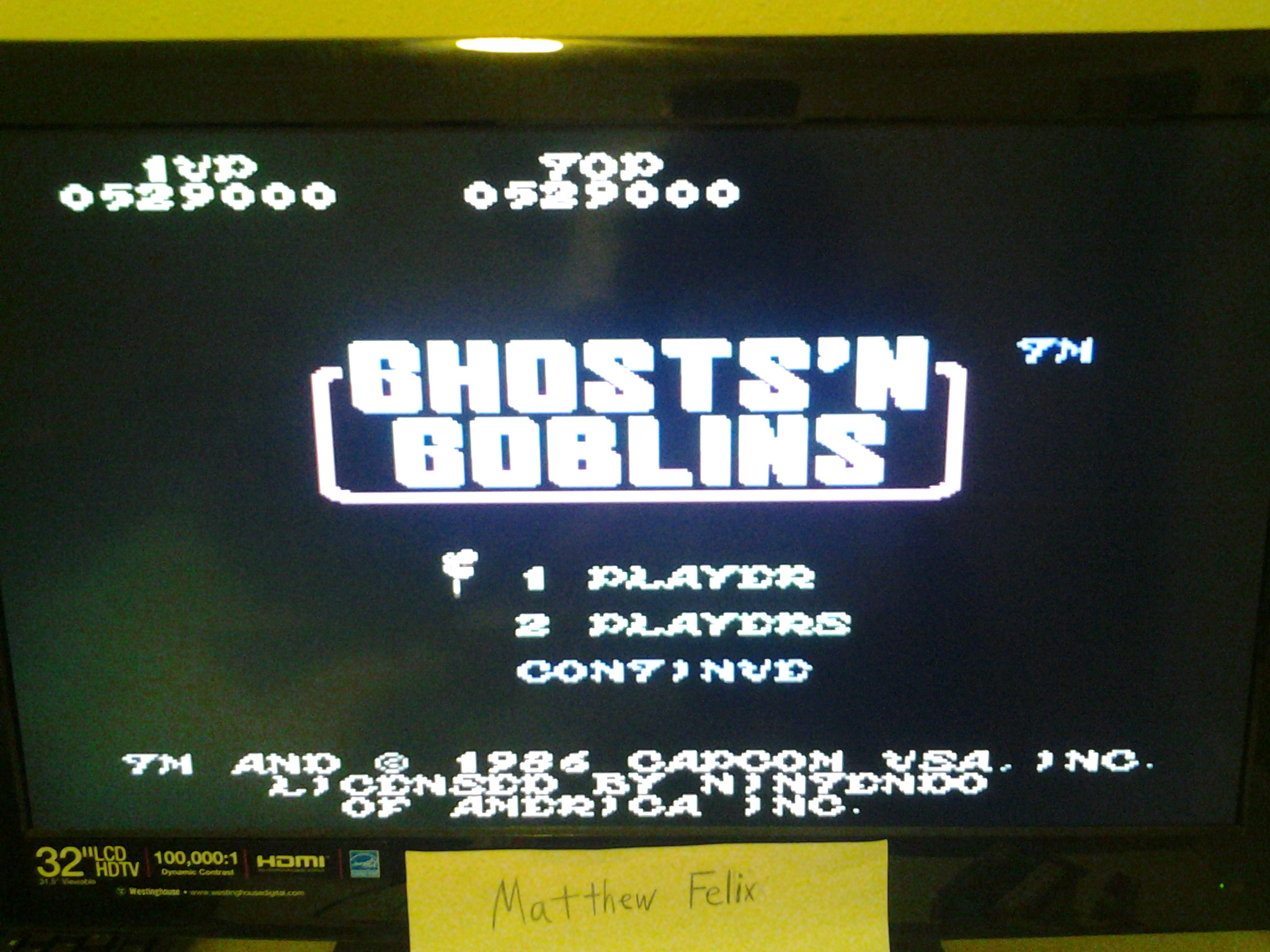 MatthewFelix: Ghosts N Goblins (Wii Virtual Console: NES) 529,000 points on 2014-05-01 10:35:52