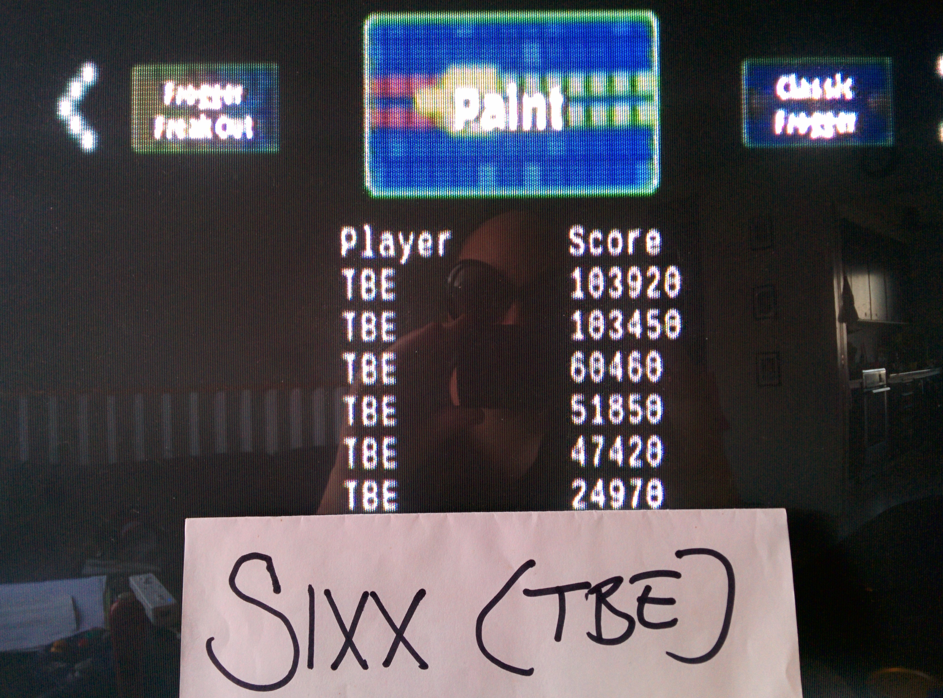 Sixx: Frogger Hyper Arcade Edition: Paint (Wii) 103,920 points on 2014-05-01 13:26:14
