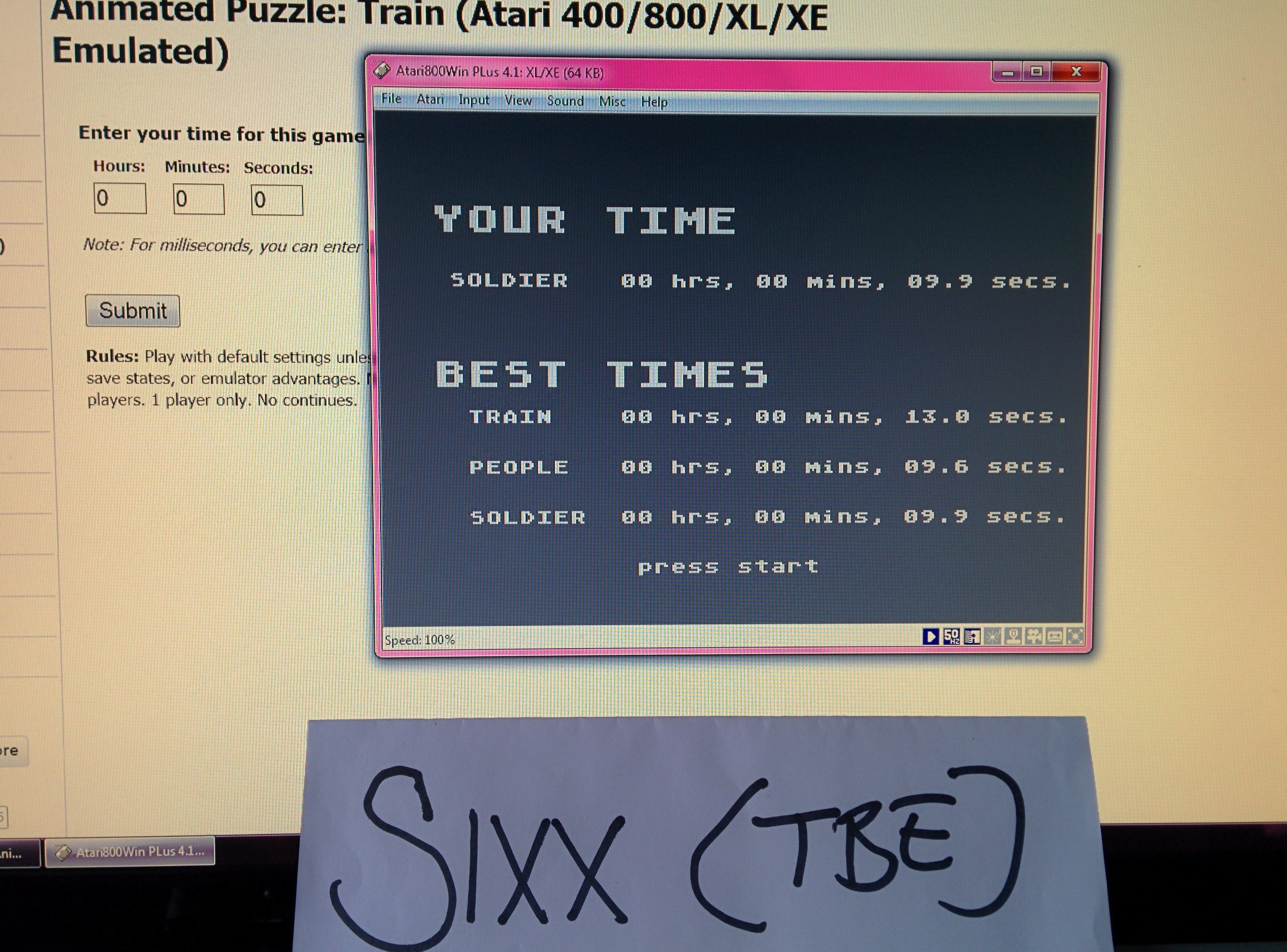 Sixx: Animated Puzzle: Train (Atari 400/800/XL/XE Emulated) 0:00:13 points on 2014-05-01 13:33:15