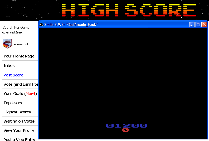 arenafoot: Gorf Arcade (Atari 2600 Emulated) 1,200 points on 2014-05-02 01:08:28