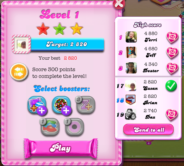 arenafoot: Candy Crush Saga: Level 001 (Web) 2,820 points on 2014-05-02 16:18:24