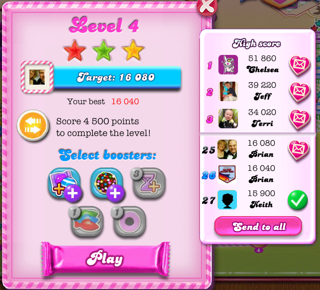 Candy Crush Saga: Level 004 16,040 points