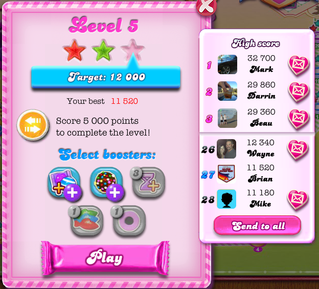 arenafoot: Candy Crush Saga: Level 005 (Web) 11,520 points on 2014-05-03 17:21:47