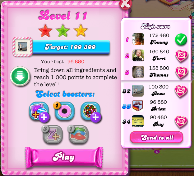 arenafoot: Candy Crush Saga: Level 011 (Web) 96,880 points on 2014-05-03 17:30:03