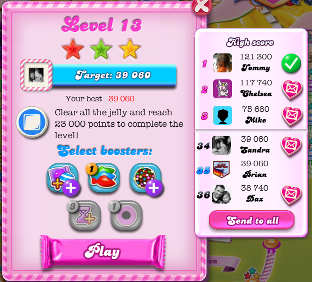 arenafoot: Candy Crush Saga: Level 013 (Web) 39,060 points on 2014-05-03 17:32:24