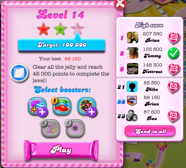 Candy Crush Saga: Level 014 88,160 points