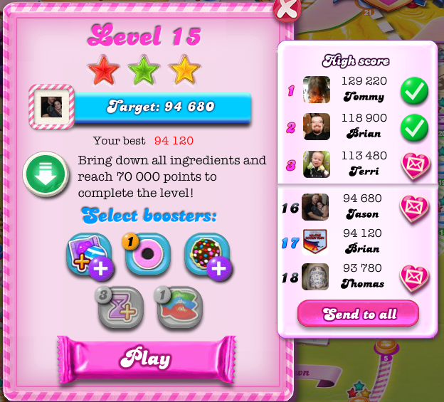 arenafoot: Candy Crush Saga: Level 015 (Web) 94,120 points on 2014-05-03 17:40:17