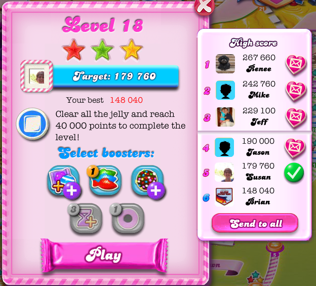 arenafoot: Candy Crush Saga: Level 018 (Web) 148,040 points on 2014-05-03 17:44:19
