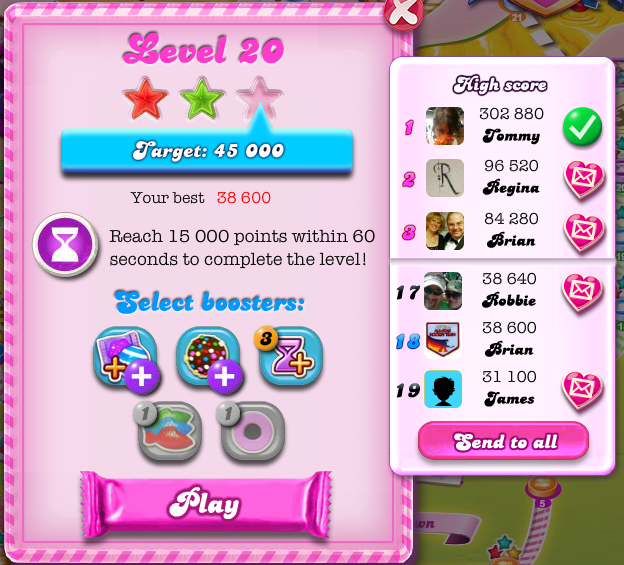 Candy Crush Saga: Level 020 38,600 points