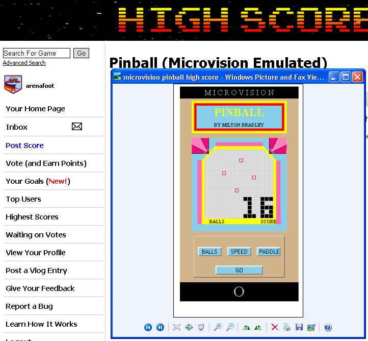 arenafoot: Pinball (Microvision Emulated) 16 points on 2014-05-06 01:06:31