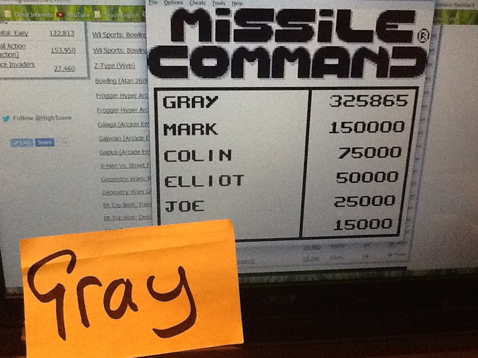 Missile Command 325,865 points
