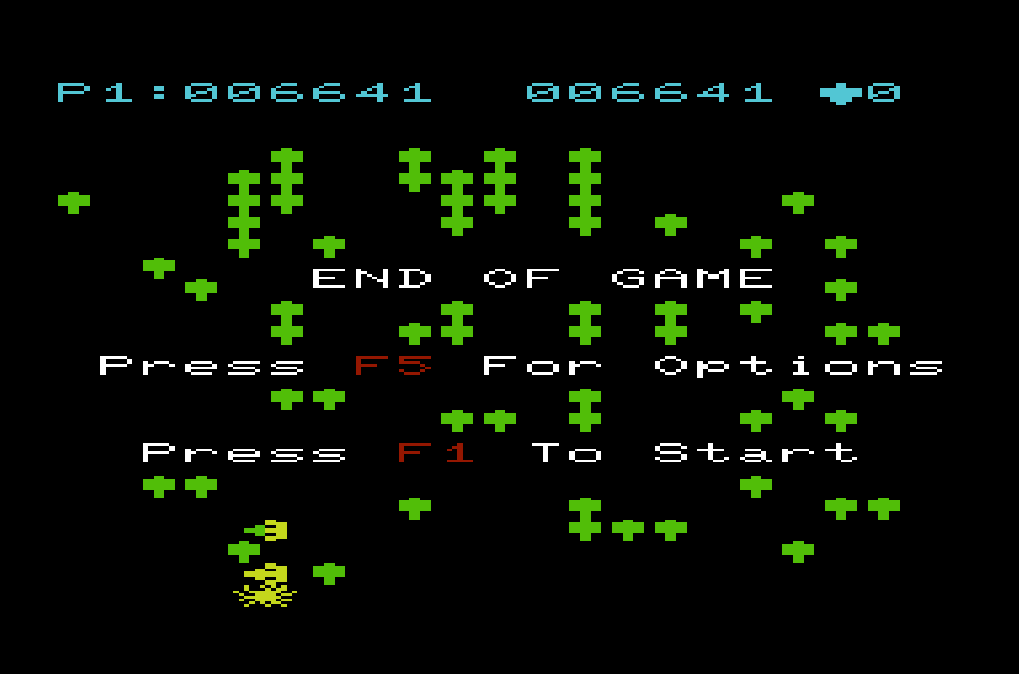cncfreak: Centipede (Commodore VIC-20 Emulated) 6,641 points on 2013-09-26 22:18:01