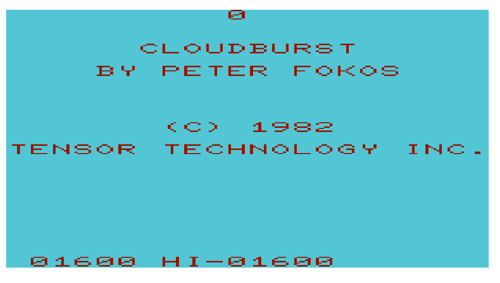 cncfreak: Cloudburst (Commodore VIC-20 Emulated) 1,600 points on 2013-09-26 22:19:16