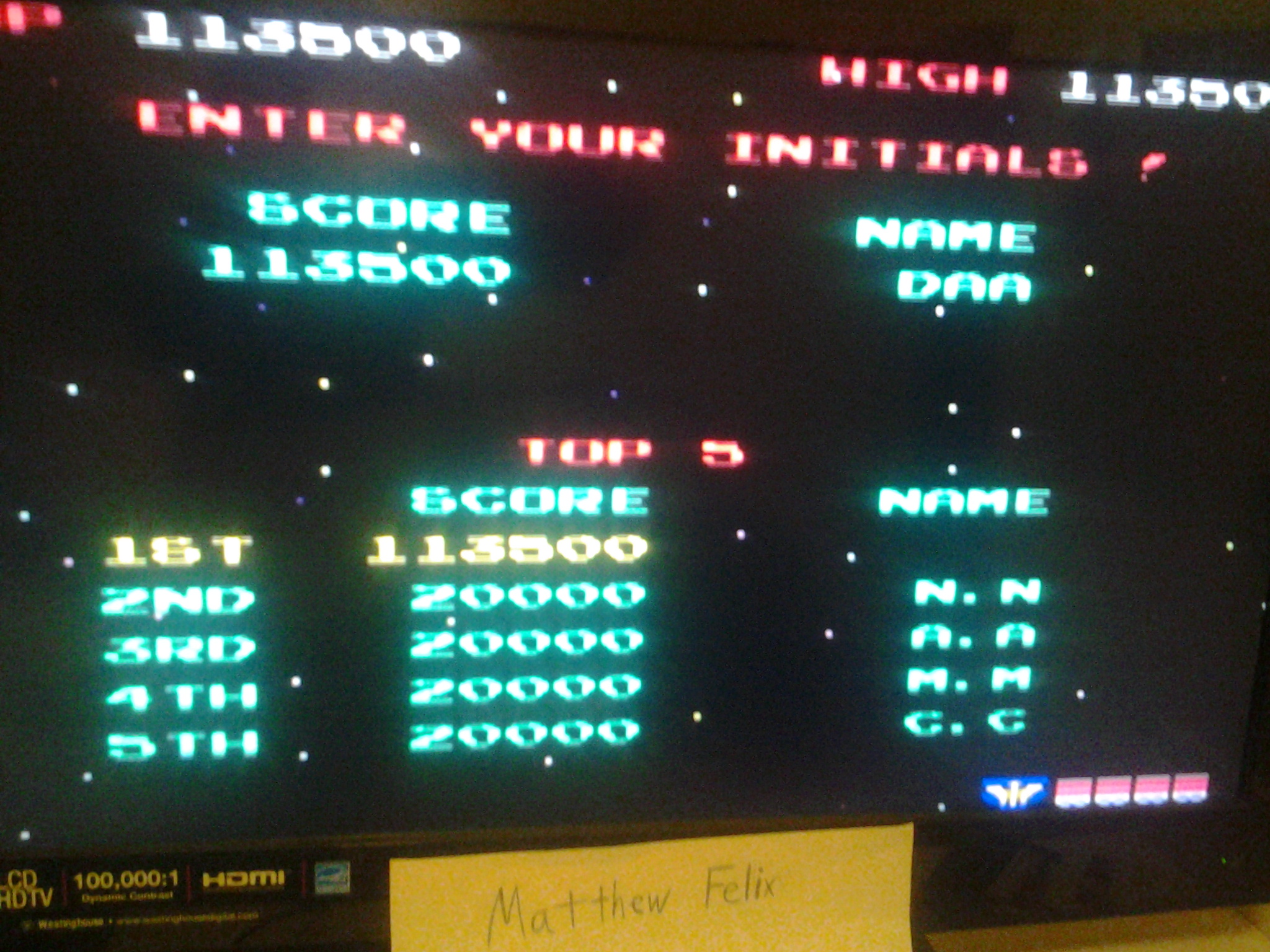 MatthewFelix: Namco Museum 50th Anniversary: Galaga (GBA Emulated) 113,500 points on 2014-05-15 23:31:27