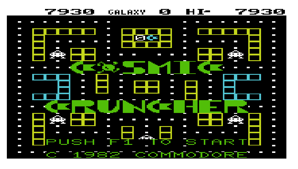 cncfreak: Cosmic Cruncher (Commodore VIC-20 Emulated) 7,930 points on 2013-09-26 22:20:48