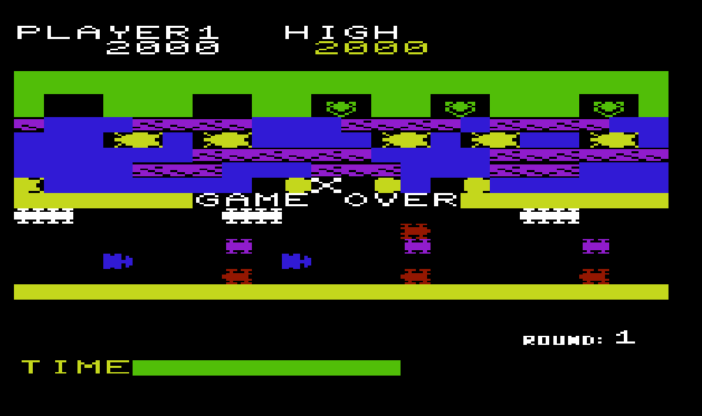 cncfreak: Frogger (Commodore VIC-20 Emulated) 2,000 points on 2013-09-26 22:24:50