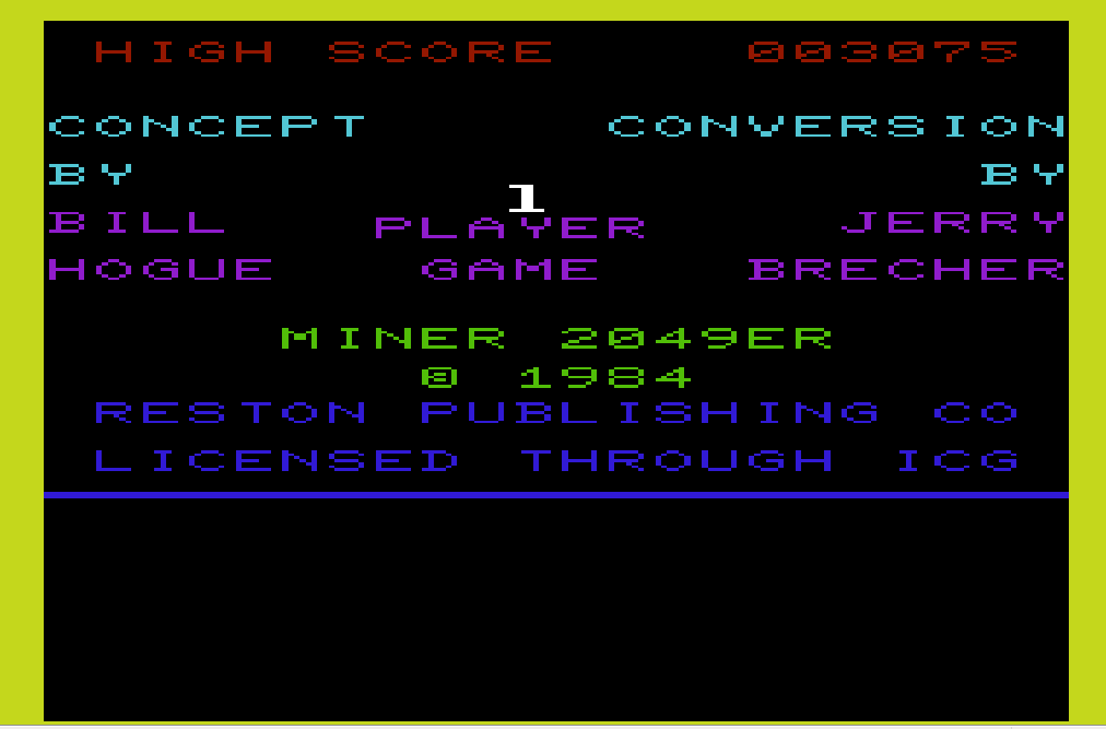 cncfreak: Miner 2049er (Commodore VIC-20 Emulated) 3,075 points on 2013-09-26 22:26:09
