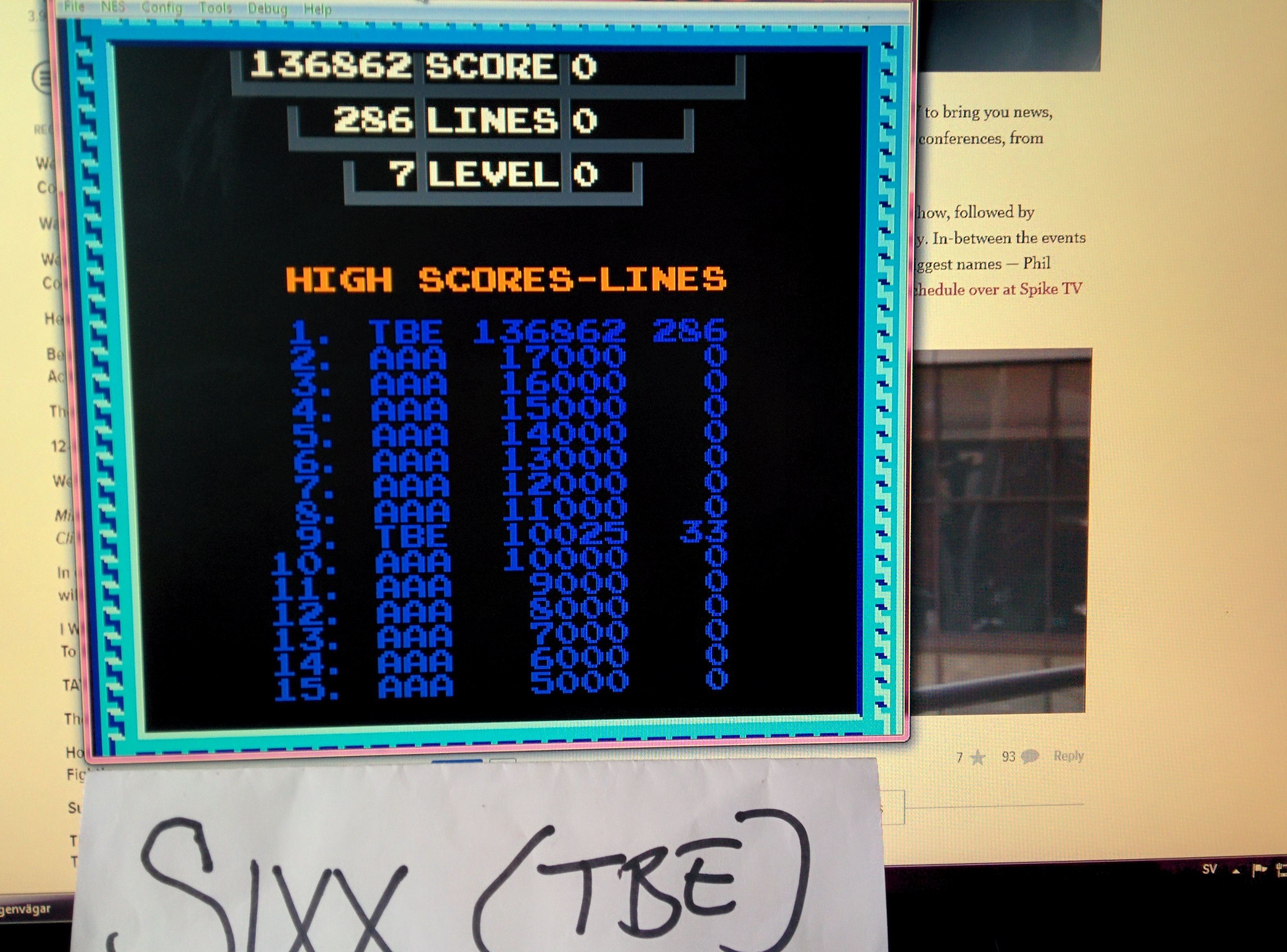 Sixx: Tetris [Tengen] (NES/Famicom Emulated) 136,862 points on 2014-06-09 13:23:21