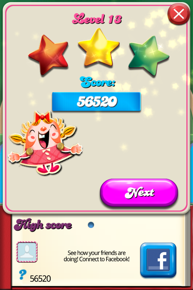 cncfreak: Candy Crush Saga: Level 013 (iOS) 56,520 points on 2013-09-27 14:51:22